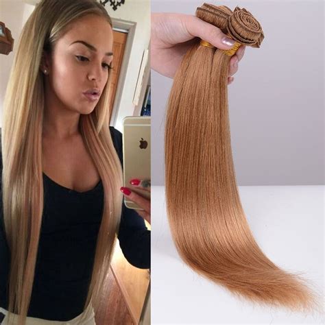 Color Blonde Straight Remy Human Hair Hair Weaves Weft Brazilian