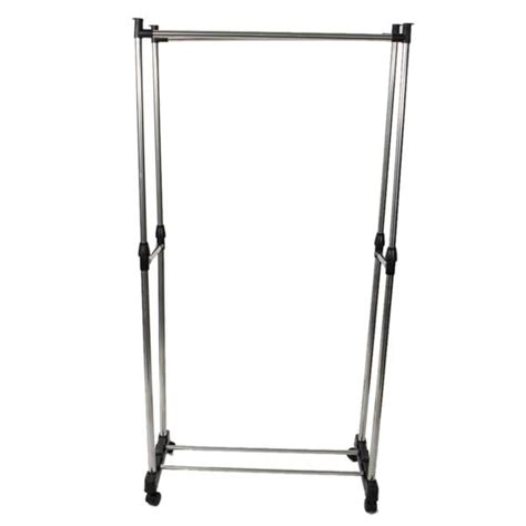 Cterwk Dual Bar Vertically Stretching Stand Clothes Rack With Shoe
