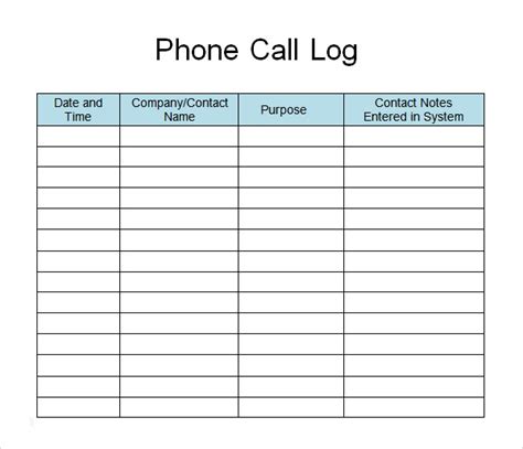 Free 28 Sample Call Log Templates In Pdf Ms Word Excel Pages