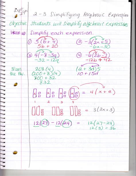 Ms. Jean's Classroom Blog: 2-3 Simplifying Algebraic Expressions