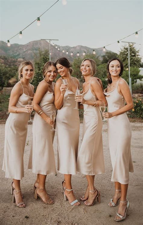 Lisa Plus Size Long Satin Bridesmaid Dress In Neutral Champagne Birdy