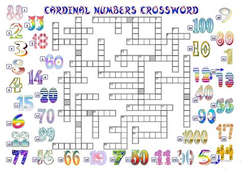 Cardinal Numbers Crossword English Esl Worksheets For Distance