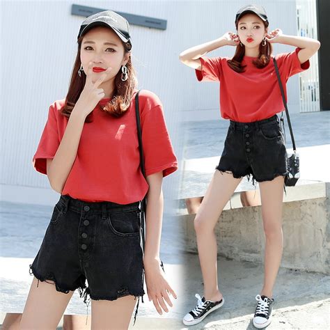 S 2xl 2018 Summer Korean Style High Waist Shorts Womens Black Jeans