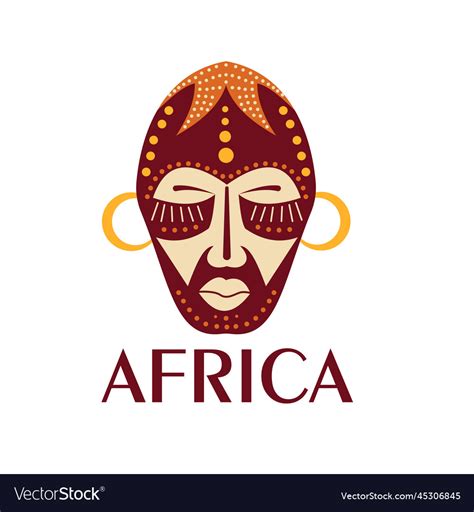 Seamless Pattern With African Tribal Masks Doodle Vector Image