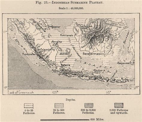 Indonesian Submarine Plateau Greater Sunda Islands East Indies 1885 Old Map