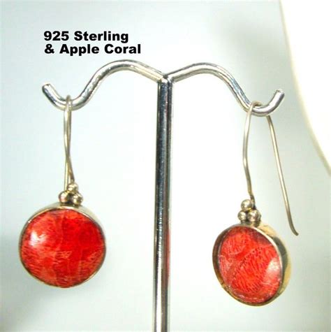 Sterling Red Coral Earrings Real Polished Red Sponge Coral Etsy