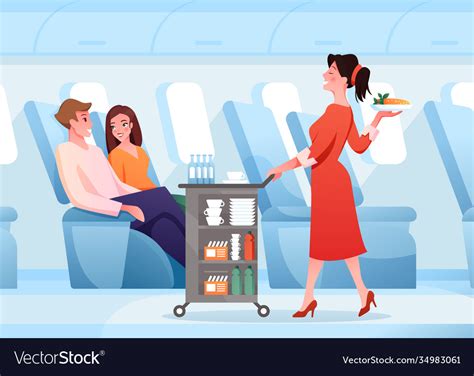 Hospitality Service In Airplane Cartoon Royalty Free Vector