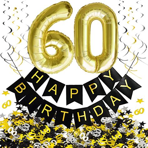 Geburtstag wünsche ich dir einen unvergesslichen tag voller glück und spaß und den beginn eines fantastischen jahres voller. 60. Geburtstag Party Deko Set - Girlande + Zahl 60 Ballons ...