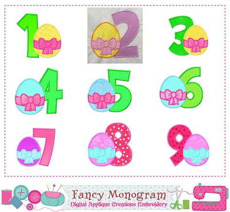 Easter Numbers Appliqueegg Numbers Designbirthday Numbers Applique