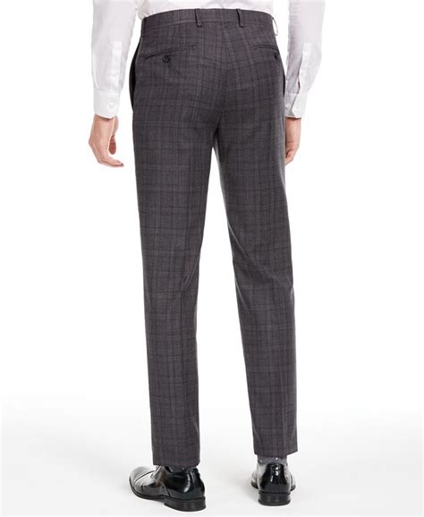 calvin klein men s x slim fit stretch gray burgundy plaid suit separate pants macy s