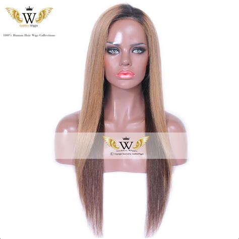 Ombre Golden Blonde Glueless Remi Human Hair Wigs With Natural Hairline