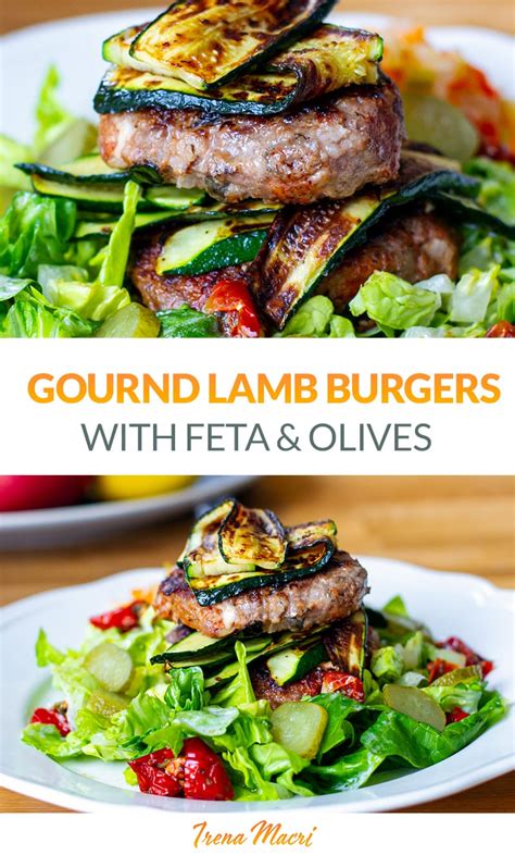 Lamb Burgers With Feta Black Olives Grilled Zucchini