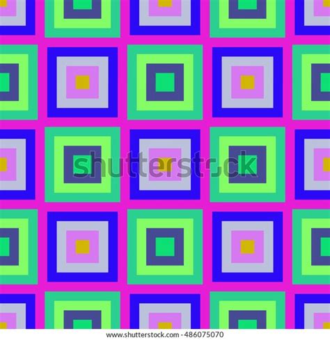Psychedelic Seamless Pattern Concentric Squares Seamless Stock