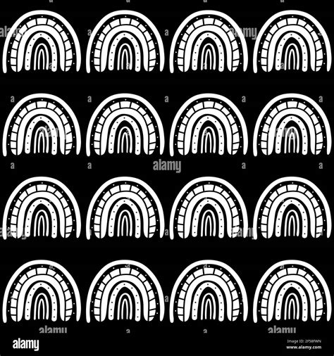 Rainbow Black And White Pattern White Rainbow Pattern Hand Drawn