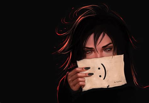 1366x768px Free Download Hd Wallpaper Woman Holding Smiley Paper