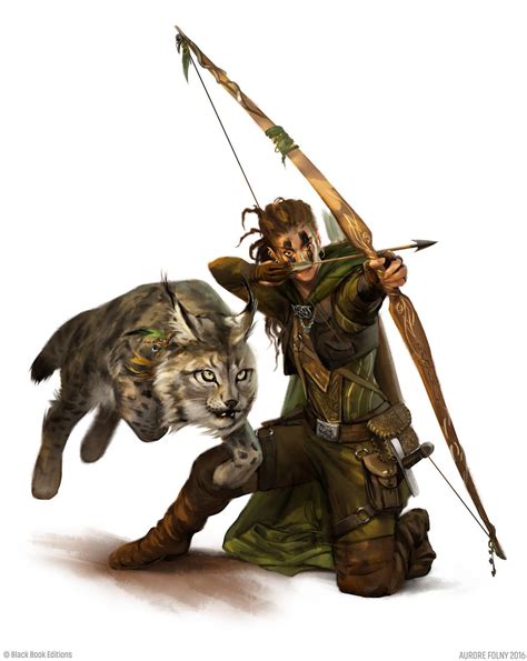 A Woman Holding A Bow And Arrow Next To A Cat