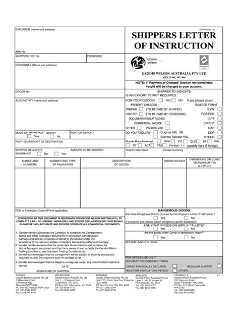 Shippers Letter Of Instruction Template 2012 2024 Form Fill Out And