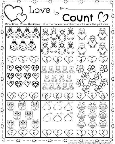 Kindergarten Math And Literacy Worksheets For February Planning Playtime
