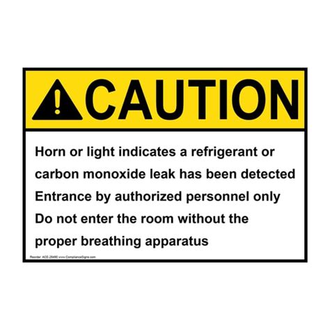 Caution Sign Horn Or Light Indicates A Refrigerant Or Ansi