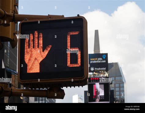 Pedestrian Crosswalk Signal In Times Square Nyc Stock Photo Alamy