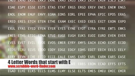 4 Letter Words That Start With E Youtube