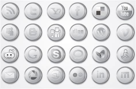 Silver Social Media Icon Pack Vectors Graphic Art Designs In Editable