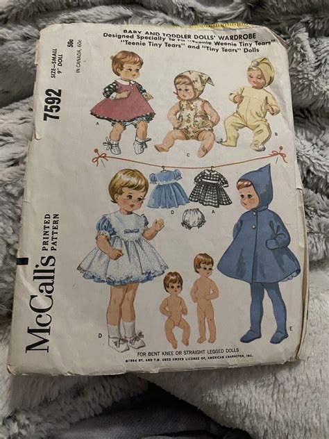 Vintage Mccalls 7592 Pattern Tiny Tears Teenie Baby Doll Clothes 12 Ebay