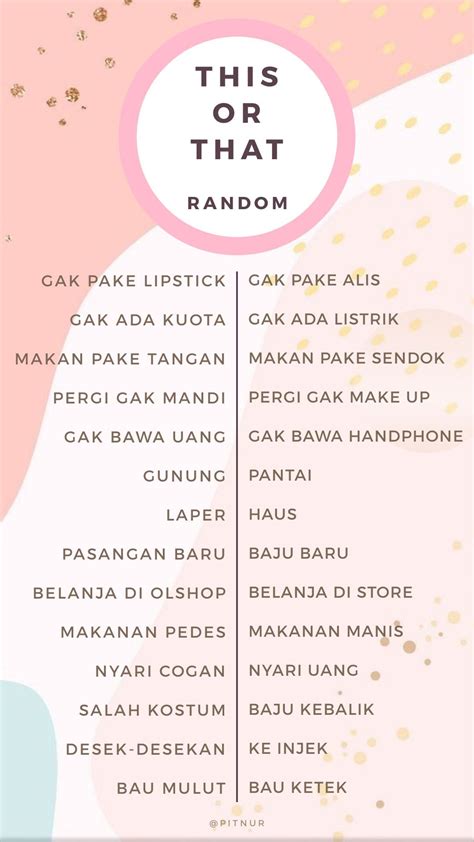 This or that random template instagram Indonesia di 2020 | Teks lucu, Kuis, Tumblr lucu