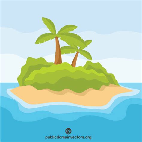 Lone Island With Palm Trees Public Domain Vectors