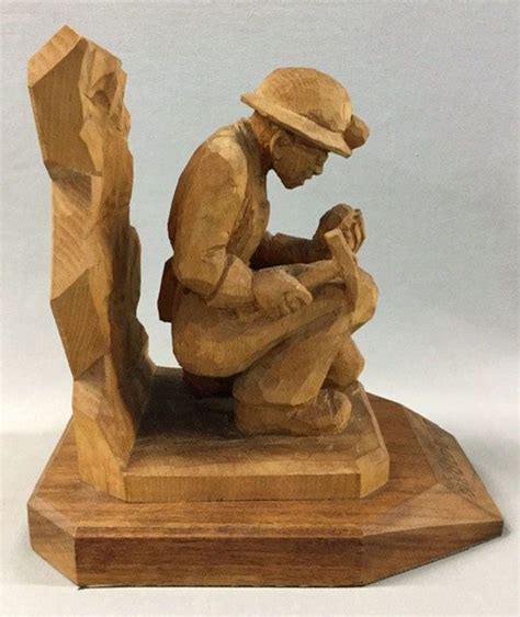 Vintage Hand Carved Basswood Sculpture With Canadian Provenance