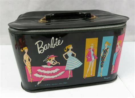 Vintage Barbie Doll Carrying Zipper Vanity Case 1961 Ponytail Black