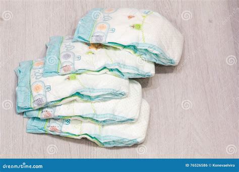 Accessory Set For Baby Disposable Diapers On Gray Background Tree
