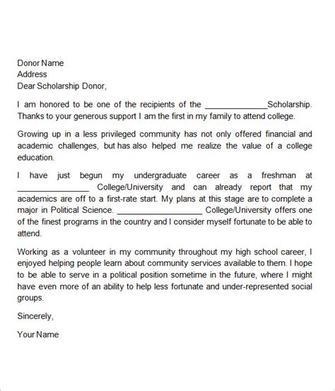 It's extremely important to pay careful attention to spelling, grammar, and the organization of your letter. FREE 13+ Sample Scholarship Thank You Letter Templates in ...