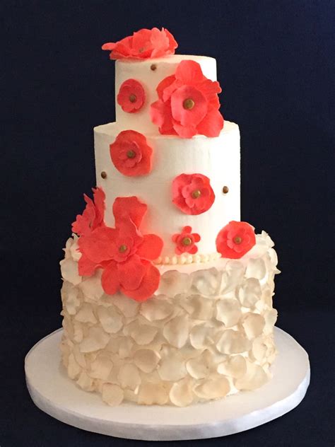 Coral Floral Shower Cake