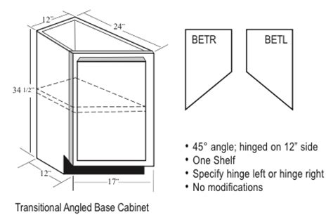 Elegant white assembled angle base cabinet. BET12: Kitchen Angled Base Cabinet, Transitional, 12"W ...