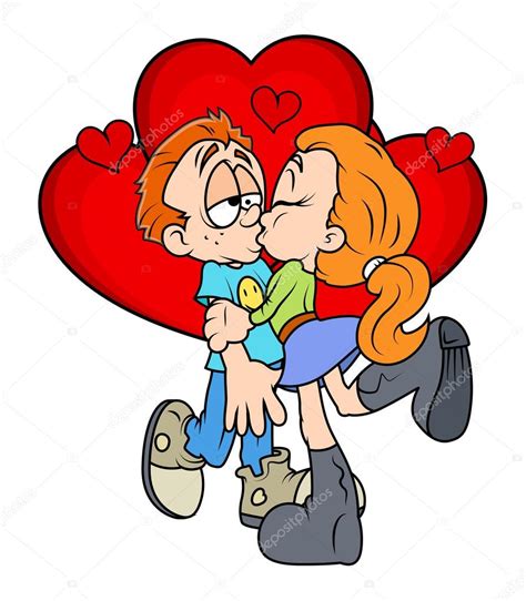 San Valentín dibujos animados pareja besos Imagen Vectorial de baavli Depositphotos
