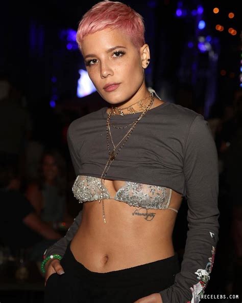 halsey flashing her boobs in see through