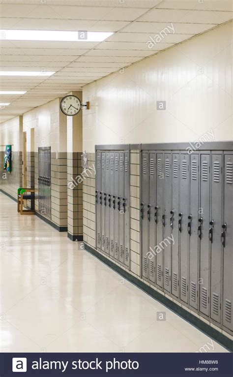 School Hallway With Lockers Stock Photo Alamy