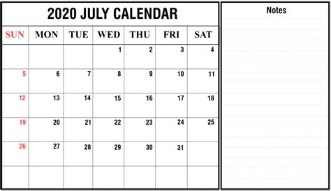 Free Week At A Glace 2020 July Calendar Calendar Template 2021