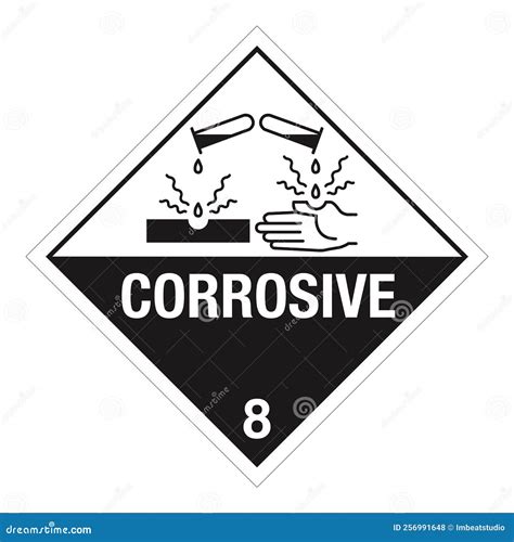 Hazardous Hazmat Material Label Iata Transportation Corrosive Stock