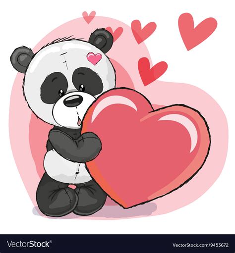 Panda With Heart Royalty Free Vector Image Vectorstock