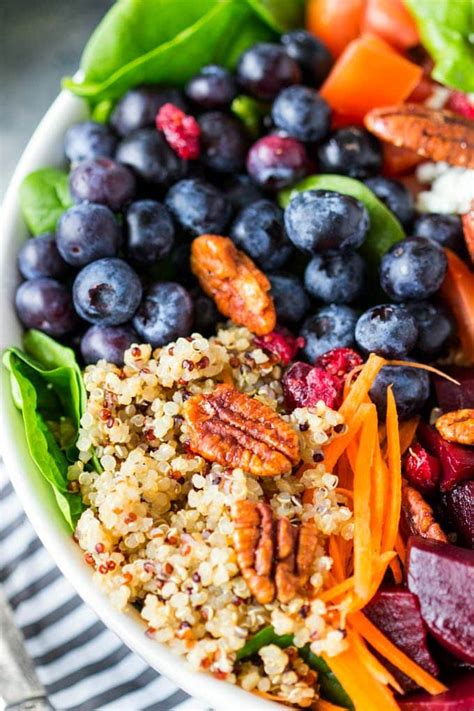 What's the nutritional breakdown for quinoa? Quinoa + Spinach + Blueberry Superfood Bowl | Simple ...
