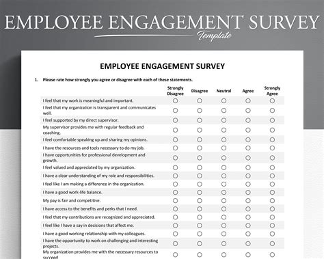 Employee Engagement Survey Template Microsoft Etsy Uk