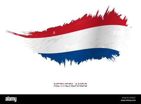 flag of netherlands in grunge style with waving effect vector grunge brush stroke flag stock