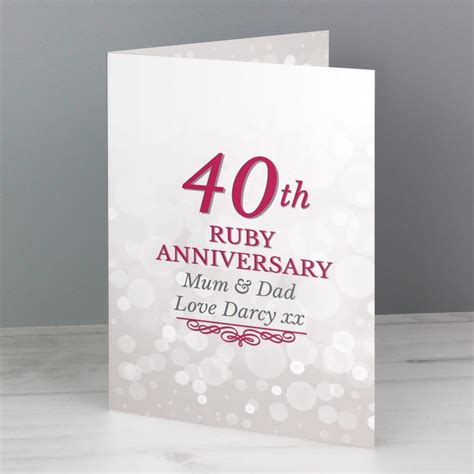 Personalised 40th Ruby Anniversary Card Love My Ts