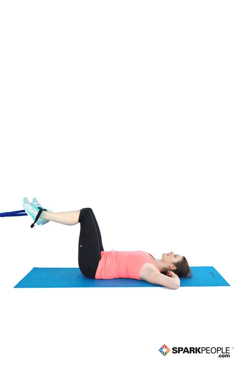 Low Mount Double Crunches With Band Exercise Demonstration Sparkpeople