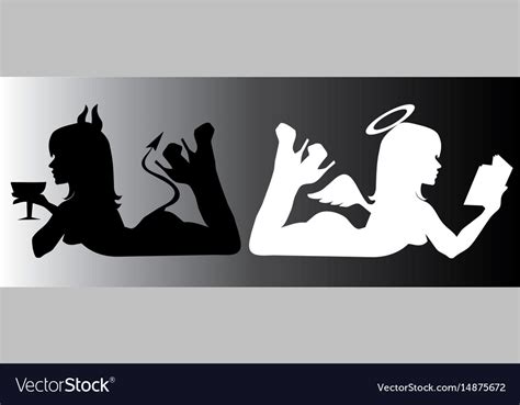 Angel And Devil Good And Bad Silhouette Royalty Free Vector