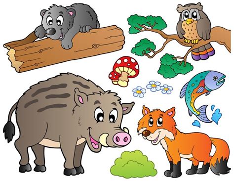 Fotomural Los animales del bosque de dibujos animados conjunto 1 ...