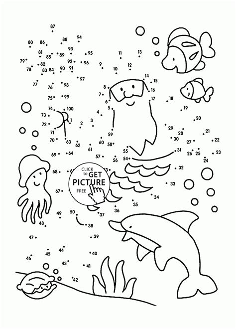 Undersea Dot To Dot Coloring Pages For Kids Connect The Dots