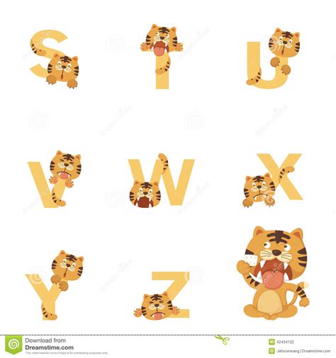 Alphabet With Tiger Artist Cartoon Character Letter A Vector